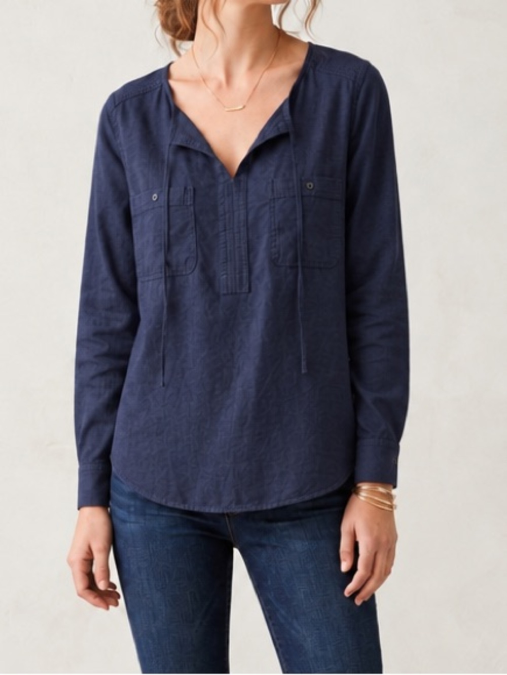 Eddie Bauer Tie Front Blouse